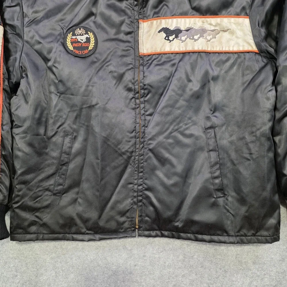 Vintage 1979 Indy 500 Mustang Jacket Mens XL Black Racing Horizon Pace Car USA